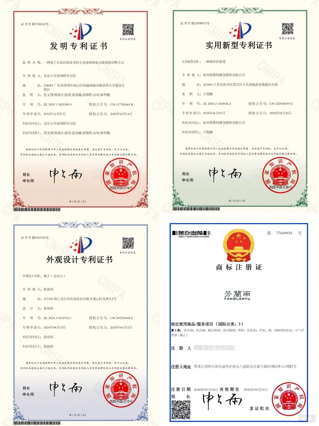 專利證書示意圖